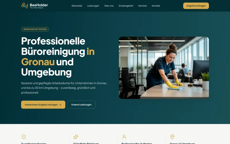 Site criado para BeeHolder Cleaner, empresa de limpeza em Gronau
