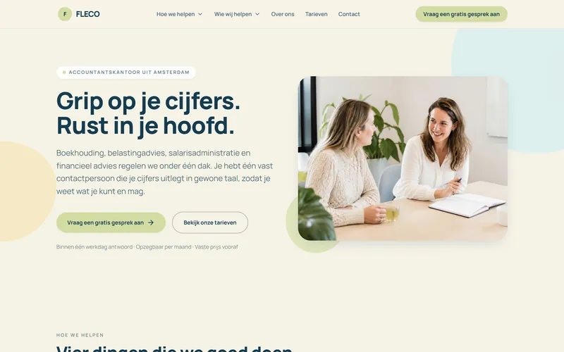 Site criado para Flecos, escritório de contabilidade em Amsterdam